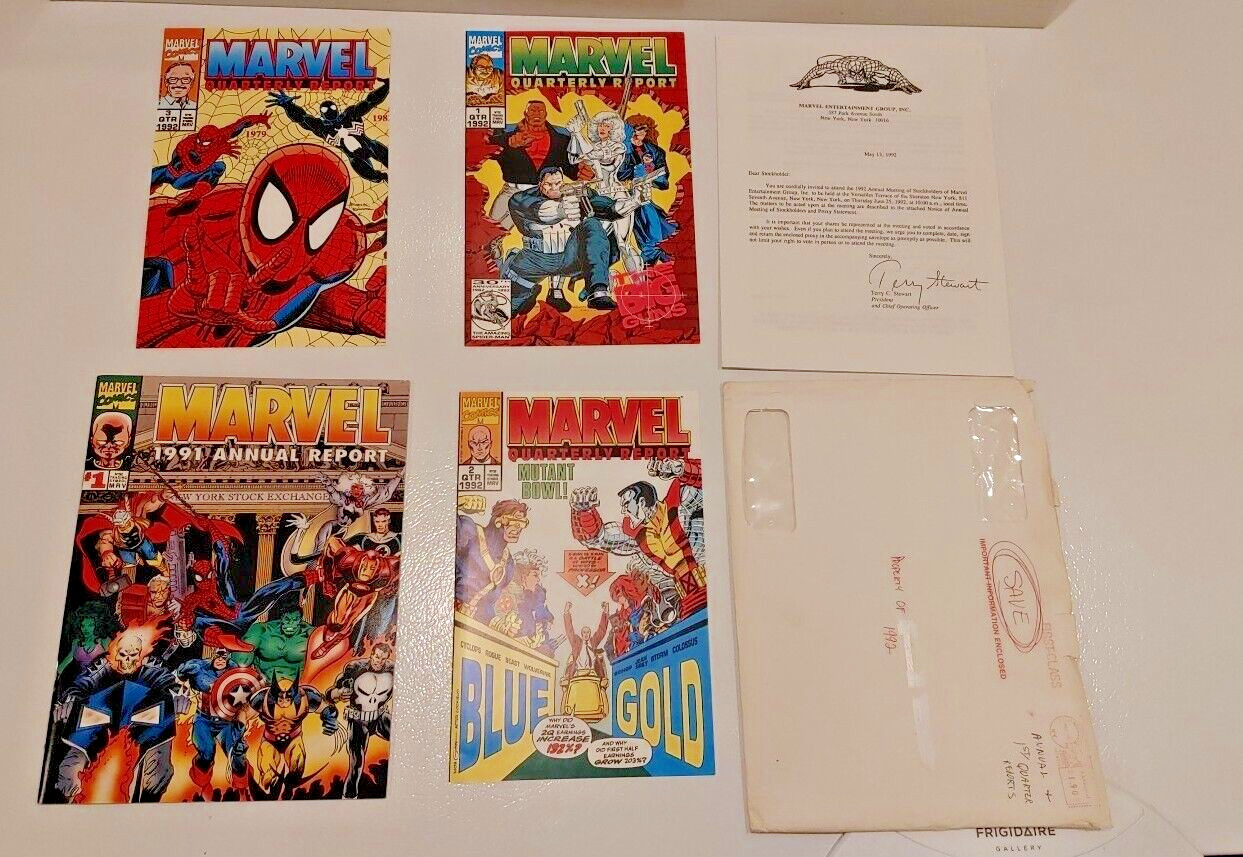 Marvel 1992 Annual Report -Full Year With Each Quarter sent directly from Marvel