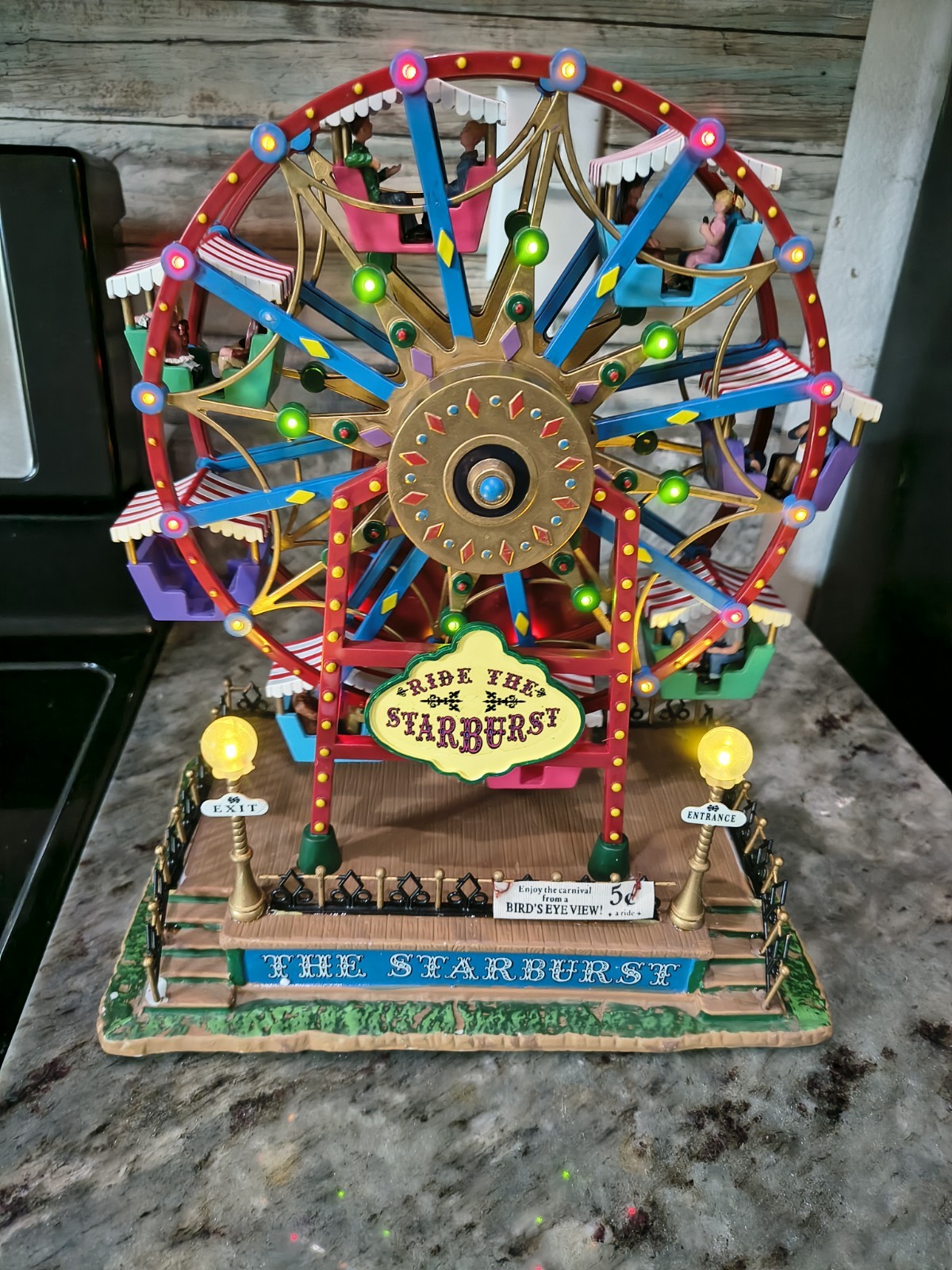 Lemax Village Starburst Ferris Wheel With Lights, Motion & Music Tested & Works