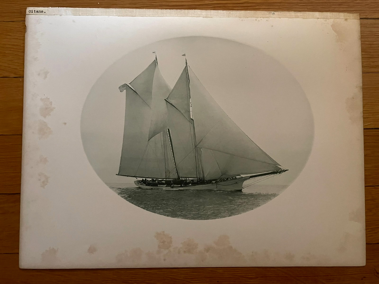 Antique 1890\'s Photo Print Classic Yacht 1882 GITANA DJ Lawlor shipyard Boston