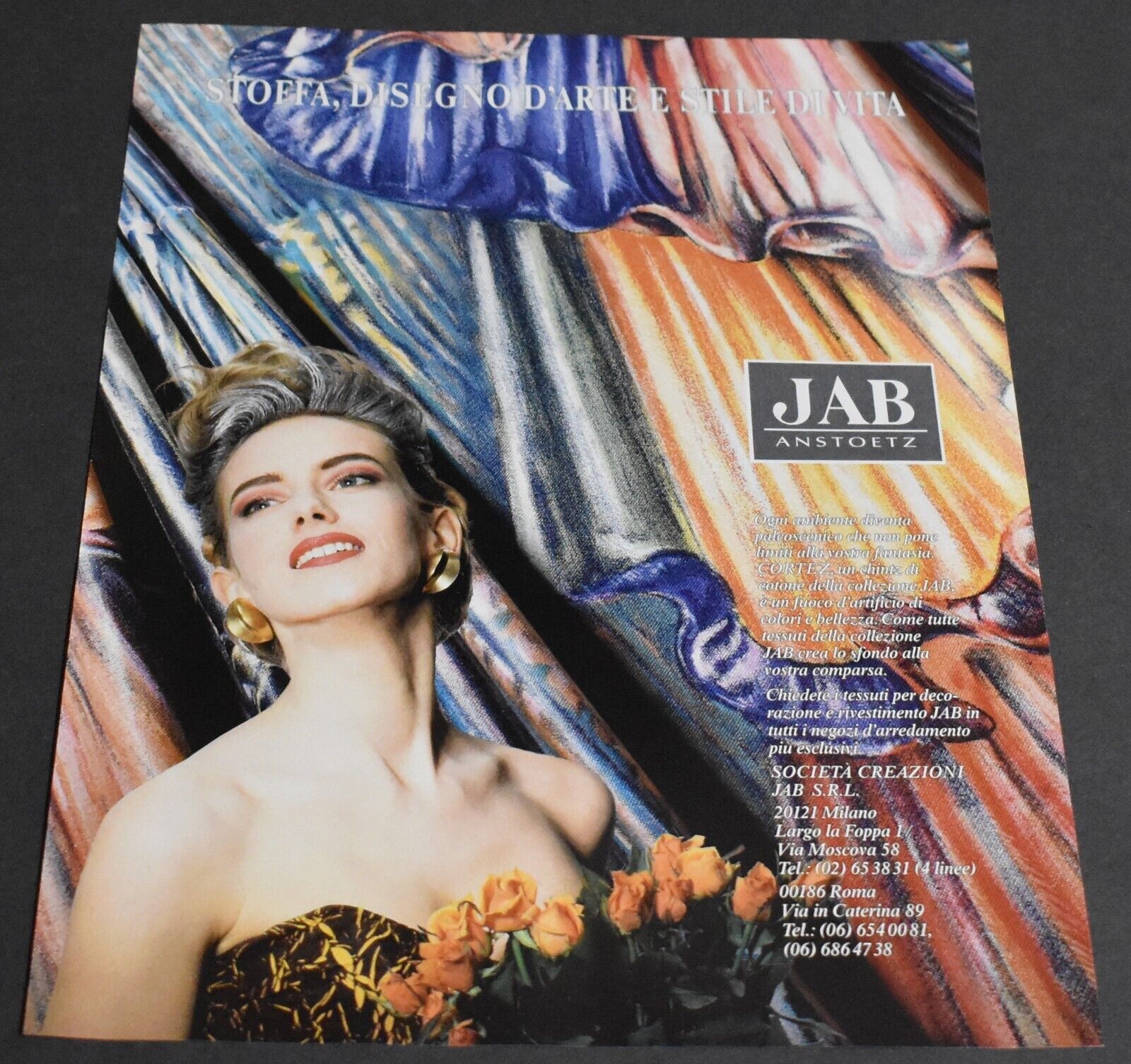 1992 Print Ad Jab Anstoetz Farbric Design Art Lifestyle Lady Beauty Fashionable