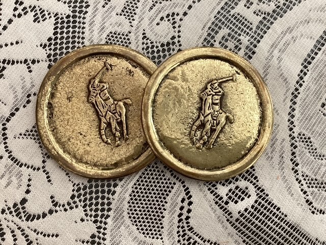Pair (2) of Rare Vintage Collectible Polo Ralph Lauren Brass Coasters