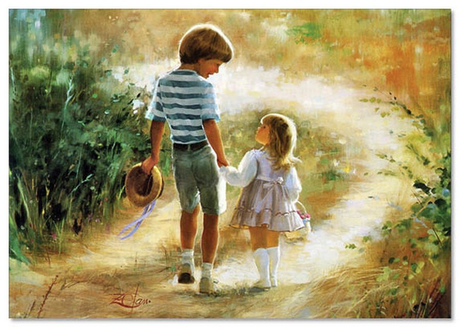 Lovely children-flowers of life Pretty girl boy KIDS ART NEW modern Postcard Lovely children-flowers of life Pretty girl boy KIDS ART NEW modern Postcard