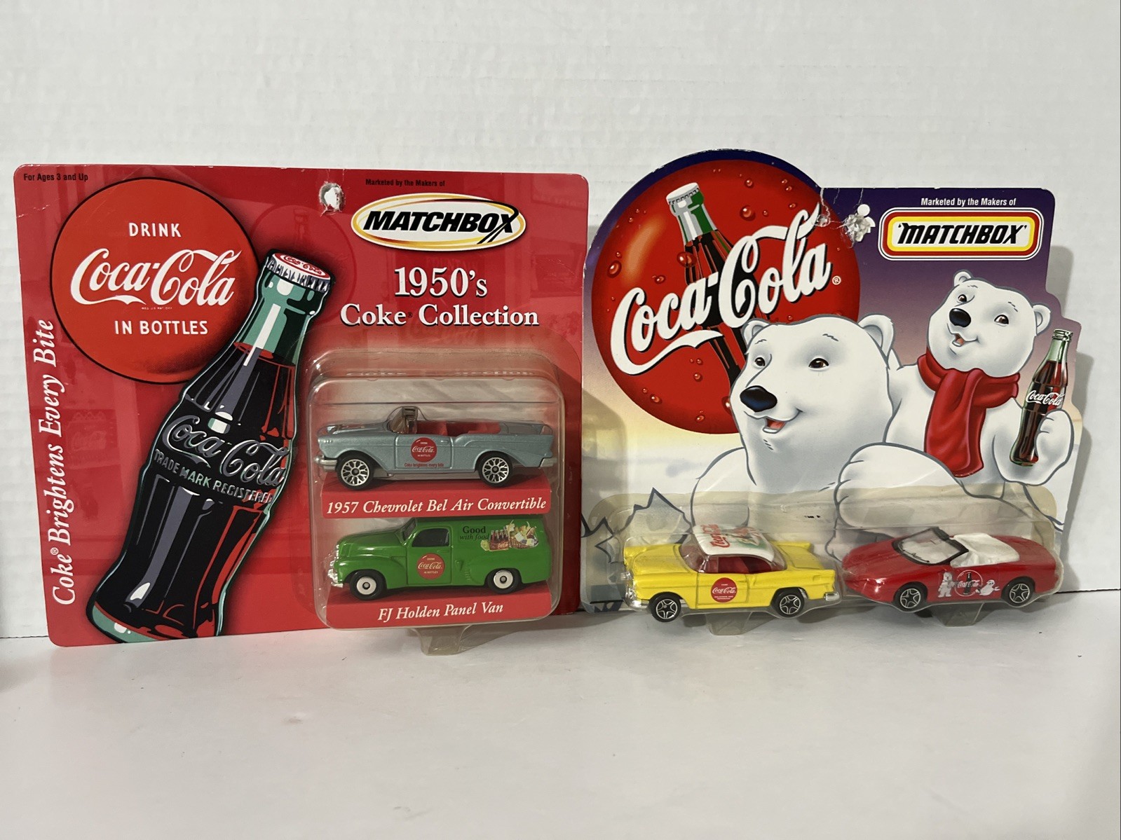 VTG Matchbox 1950's Coke Collection 2-Pack '57 Chevy & Polar Bear Father & Son VTG Matchbox 1950's Coke Collection 2-Pack '57 Chevy & Polar Bear Father & Son