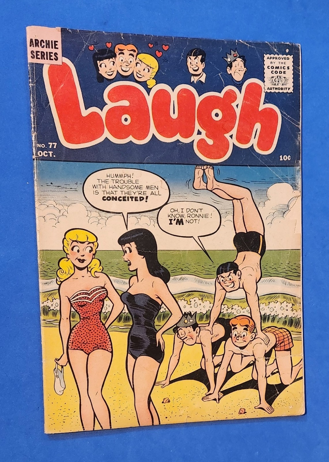 LAUGH #77**1956**GREAT SWIMSUIT COVER**KATY KEENE**ARCHIE COMICS**VG- 3.5**