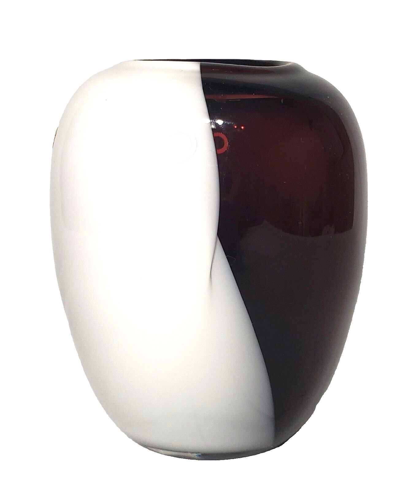VTG Hand Blown Fusion 2 Tone Art Deco Glass Vase Amethyst White Home Decor