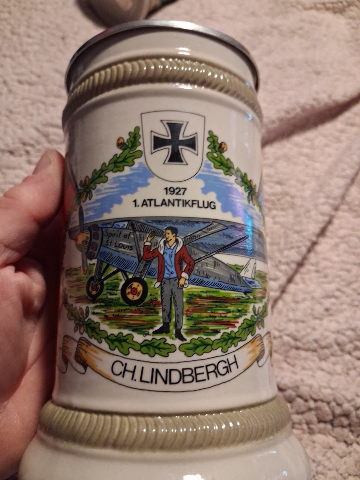 Vintage Charles Lindbergh Commemorative German Stein