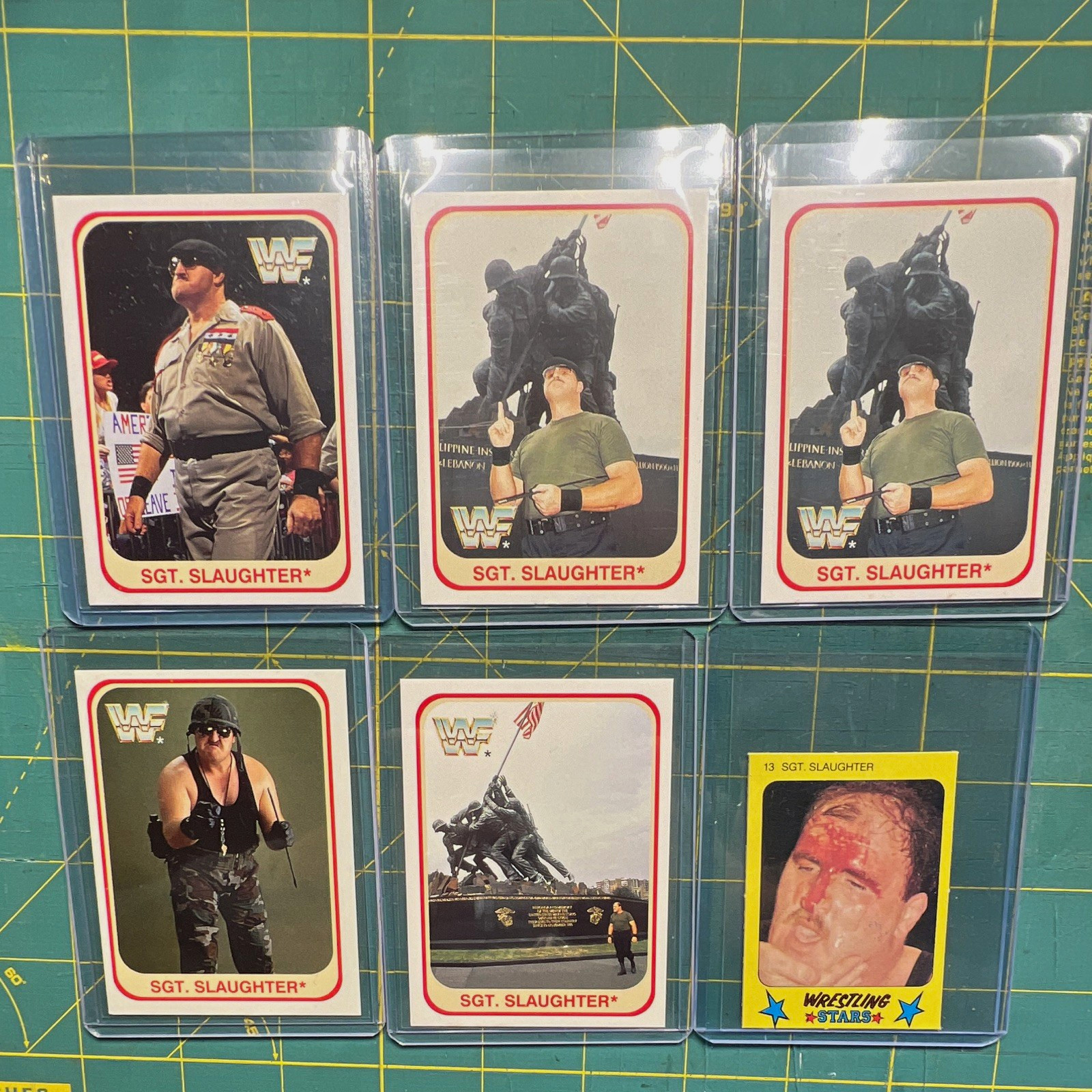 Sgt. Slaughter 21 Card WWF WWE Vintage Lot 1986 Monty Gum Italy Gold Foil