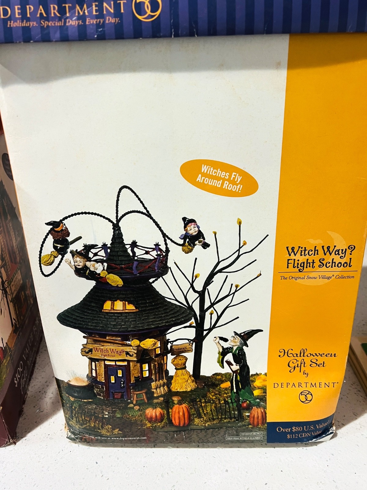 Department 56 Witch Way Flight School No. 55347 Halloween Set Snow Village