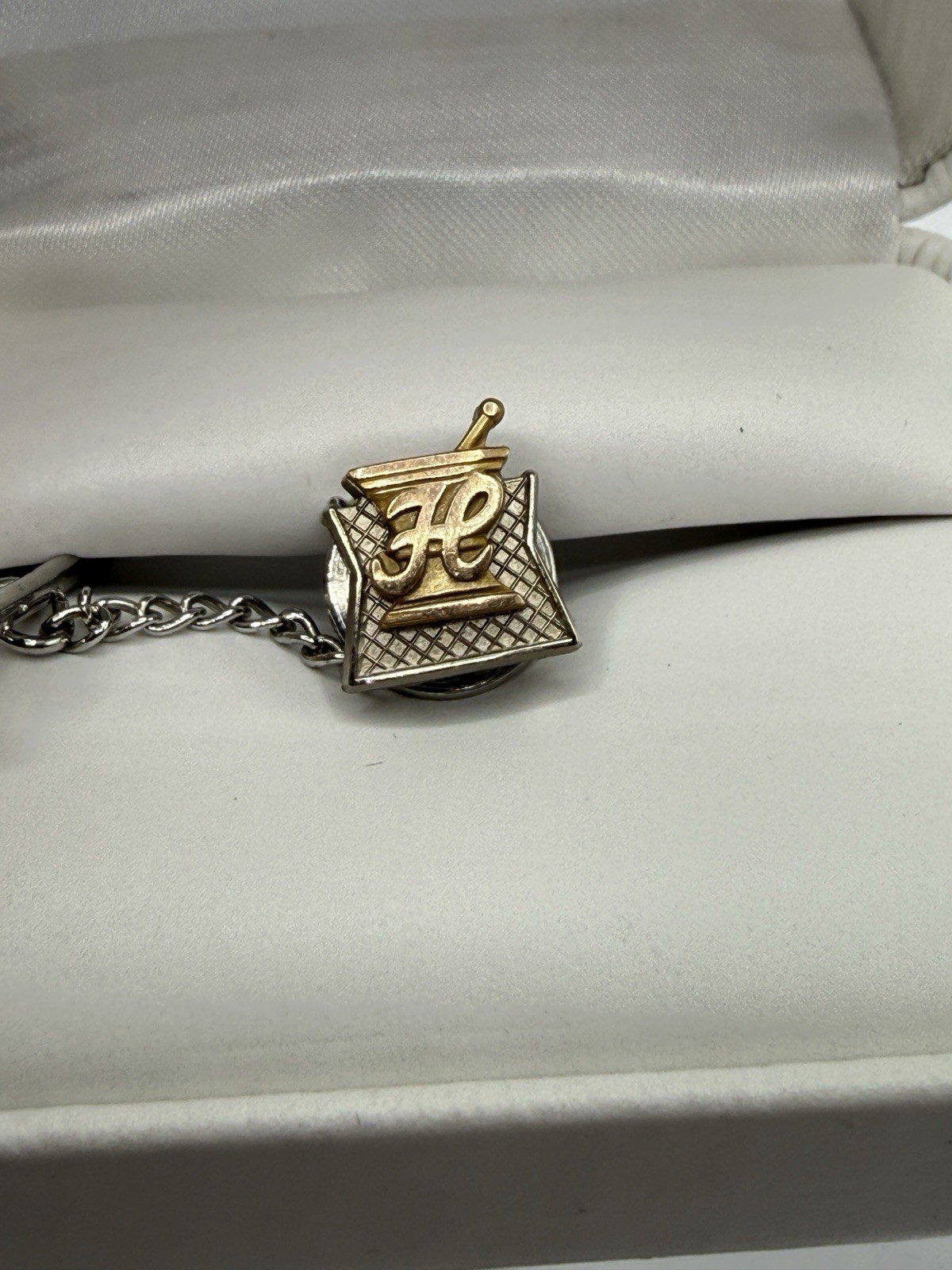 Vintage Hooks Drug Store Pharmacy ￼Tie Tack Pin 10K GF