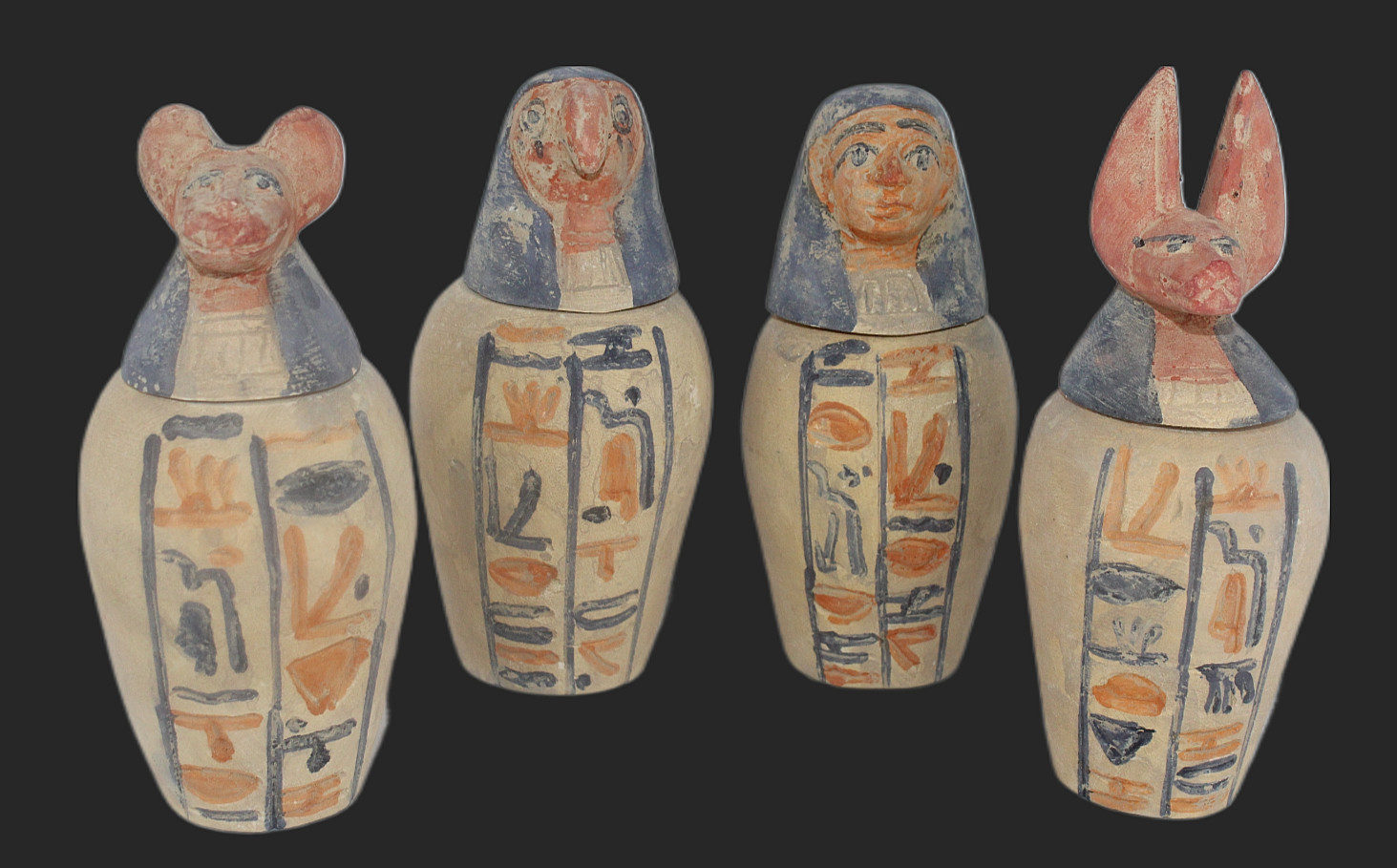 UNIQUE PHARAONIC HANDMADE ANCIENT EGYPTIAN 4 CANOPIC Jars Dead Mummification UNIQUE PHARAONIC HANDMADE ANCIENT EGYPTIAN 4 CANOPIC Jars Dead Mummification