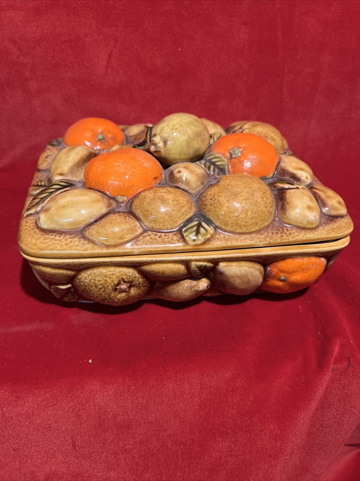 Vintage 1960s Retro Inarco Orange Spice Trinket Jewelry Box. 8.5”x7”x5” (J5)