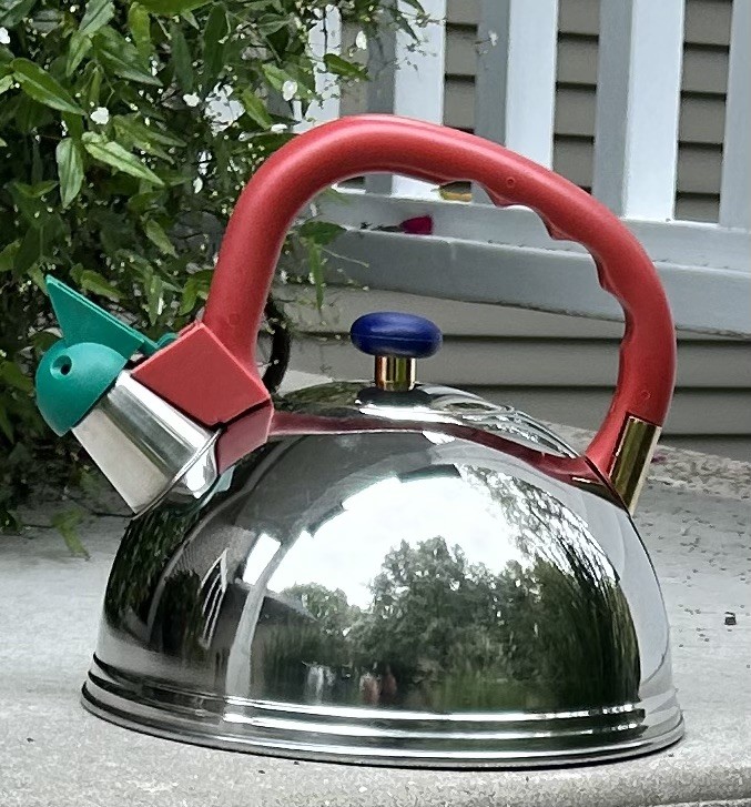 Vintage Stella Archimede Whistling Tea Kettle Memphis Design Italy Postmodern
