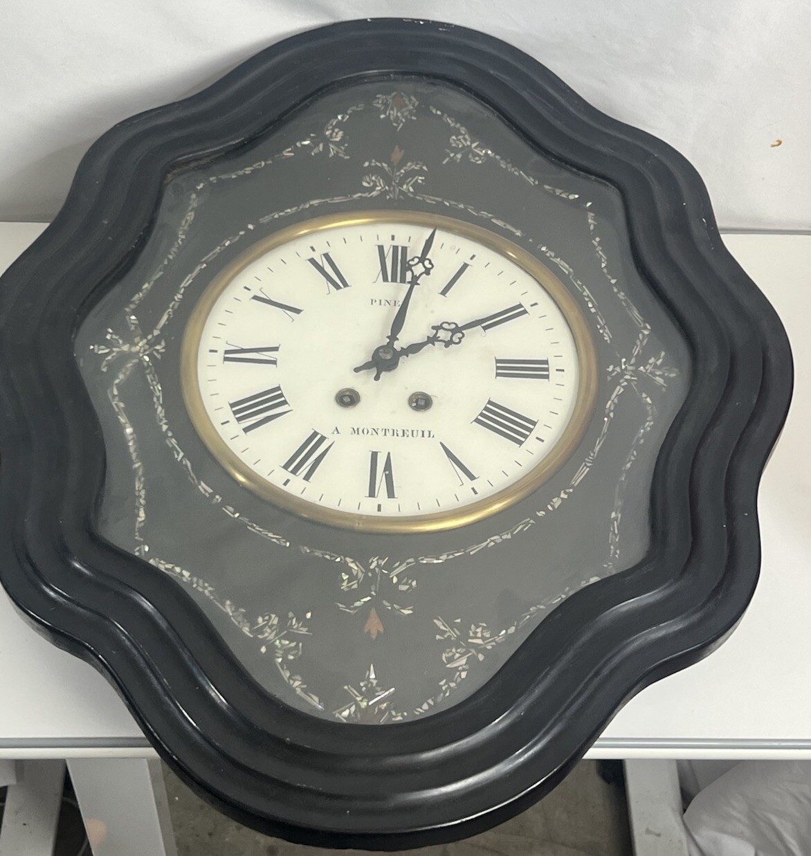 French Pinel A Montreuil picture wall clock 1800s Original Fancy Mother Of Pearl French Pinel A Montreuil picture wall clock 1800s Original Fancy Mother Of Pearl