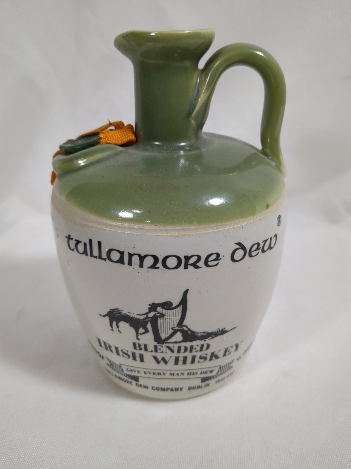 Vintage Tullamore Dew Uisge Baugh Blended Irish Whiskey Jug Empty Dublin Ireland