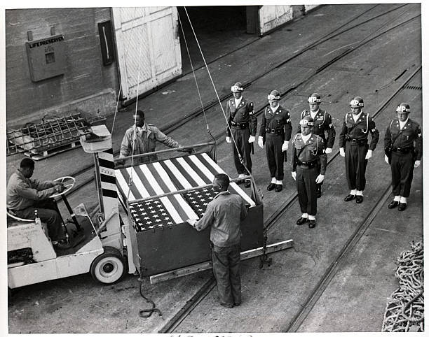 Longshoremen Place Forklift Under Casket California 1950 OLD PHOTO