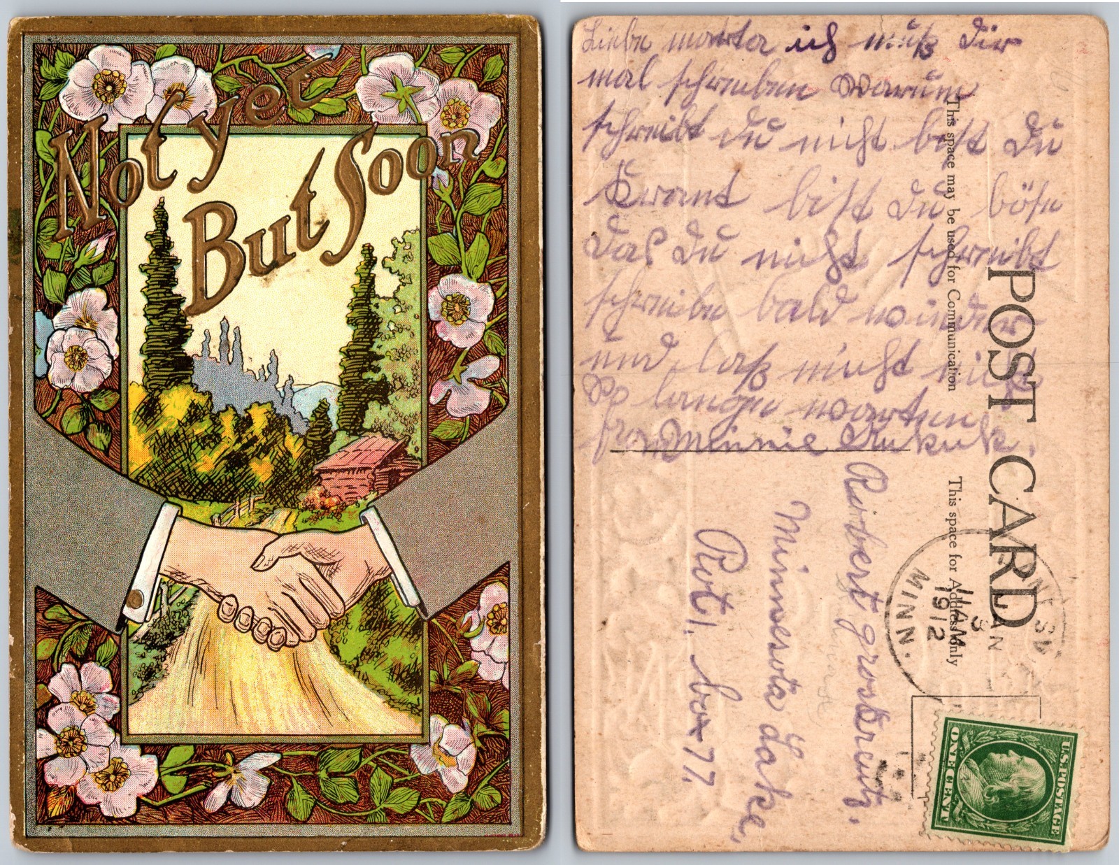 Handshake Floral Border Postcard