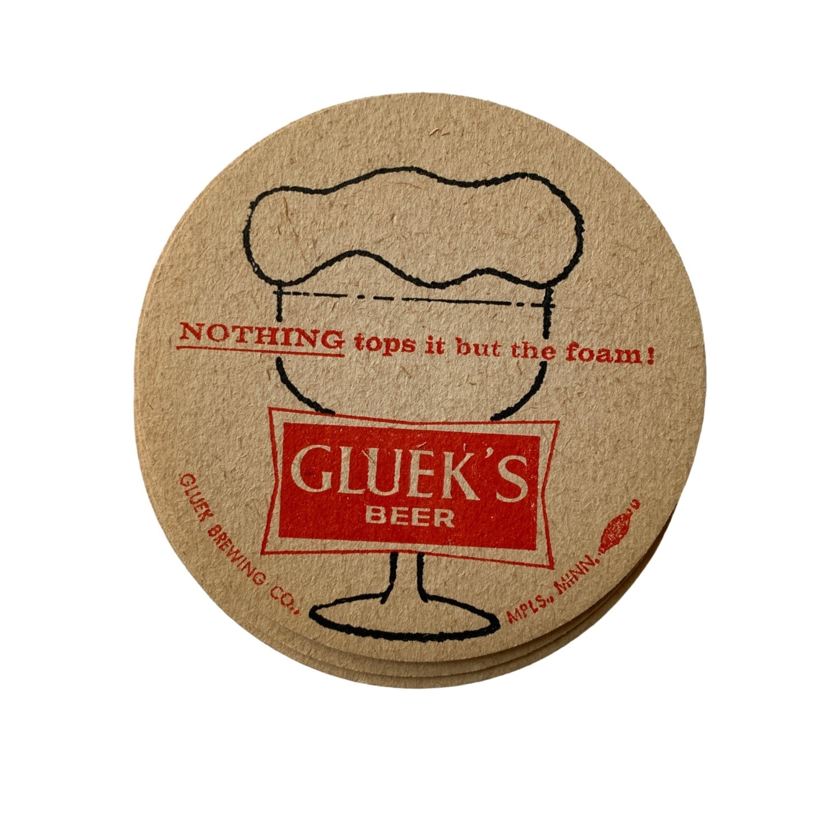 Vintage Gluek\'s Beer Brown Red Coasters NEW Unused Set of 62