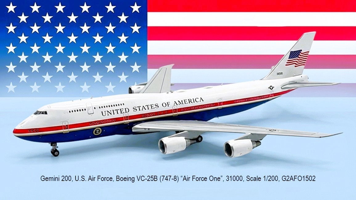 Gemini Jets G2AFO1502 USAF Air Force One Boeing VC-25B 747-8 Diecast 1/200 Model