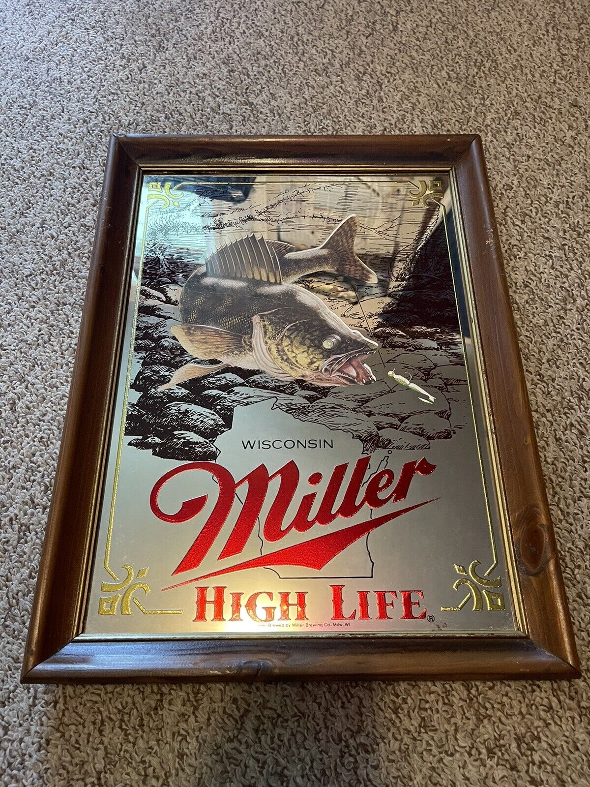 RARE Miller High Life Sportsman Series Bar Mirror Walleye