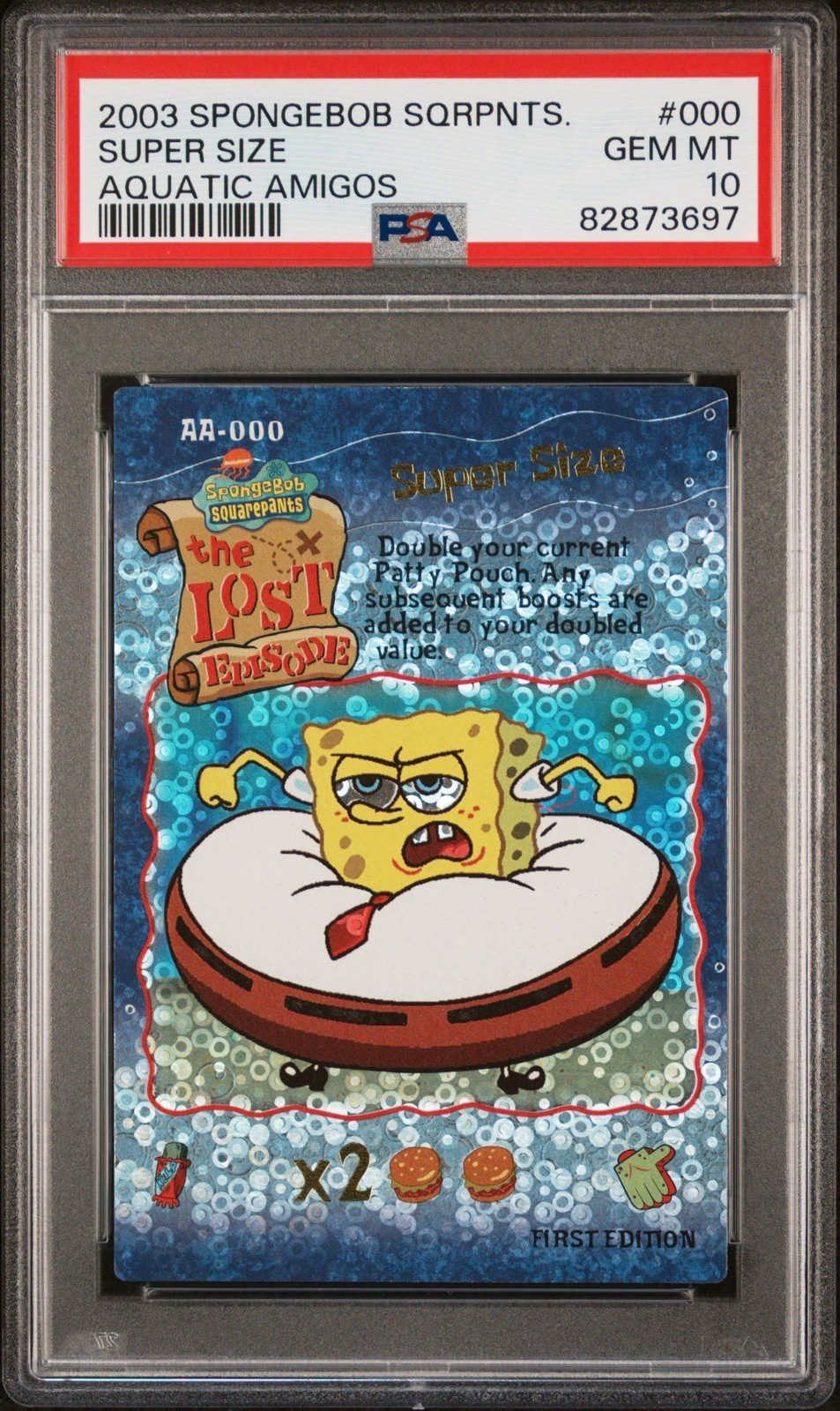 TRUE ROOKIE #000 LEGENDARY Super size PSA 10 Spongebob Aquatic Amigos Pre Chrome