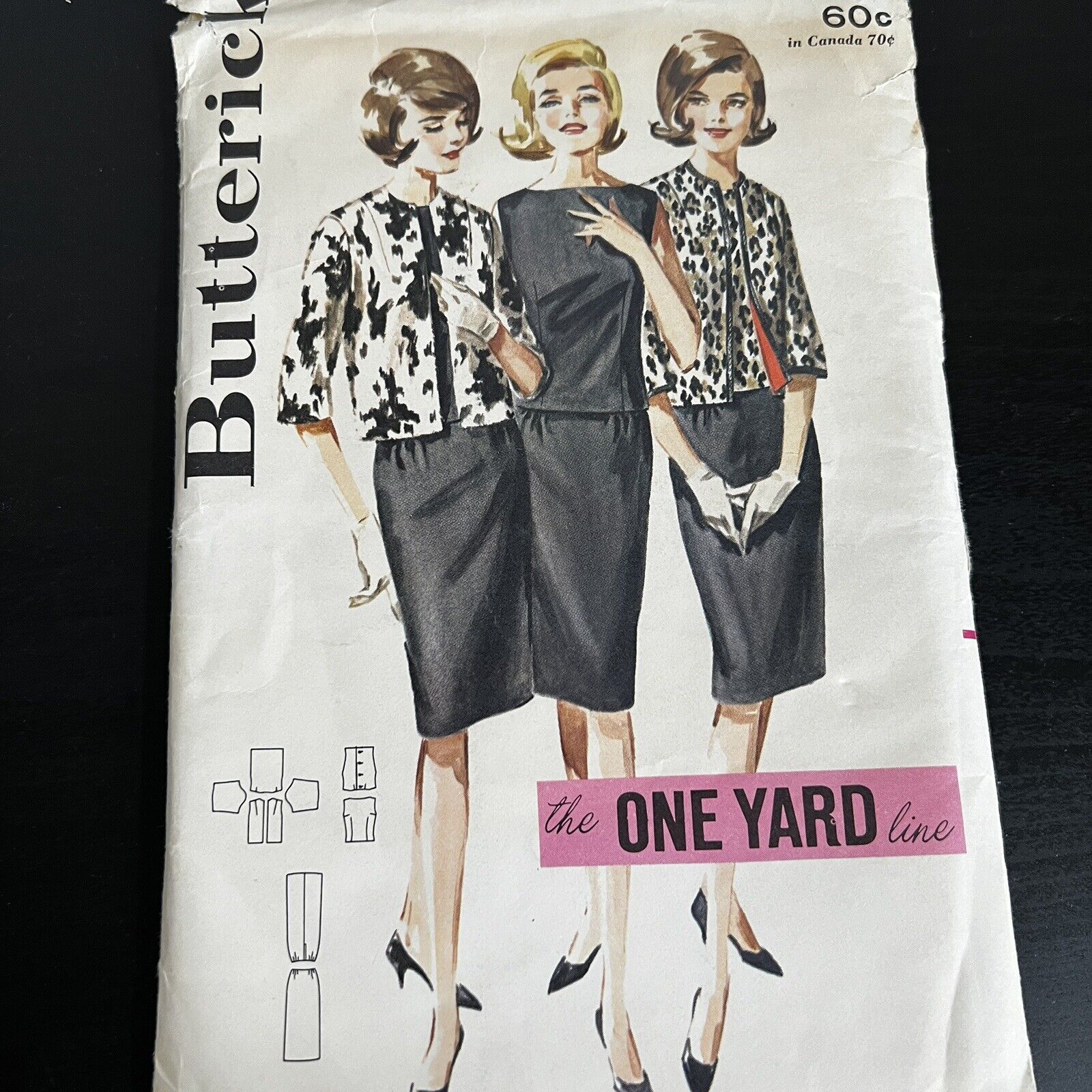 Vintage 1960s Butterick 2775 MCM Blouse Jacket + Skirt Sewing Pattern 10 XXS CUT