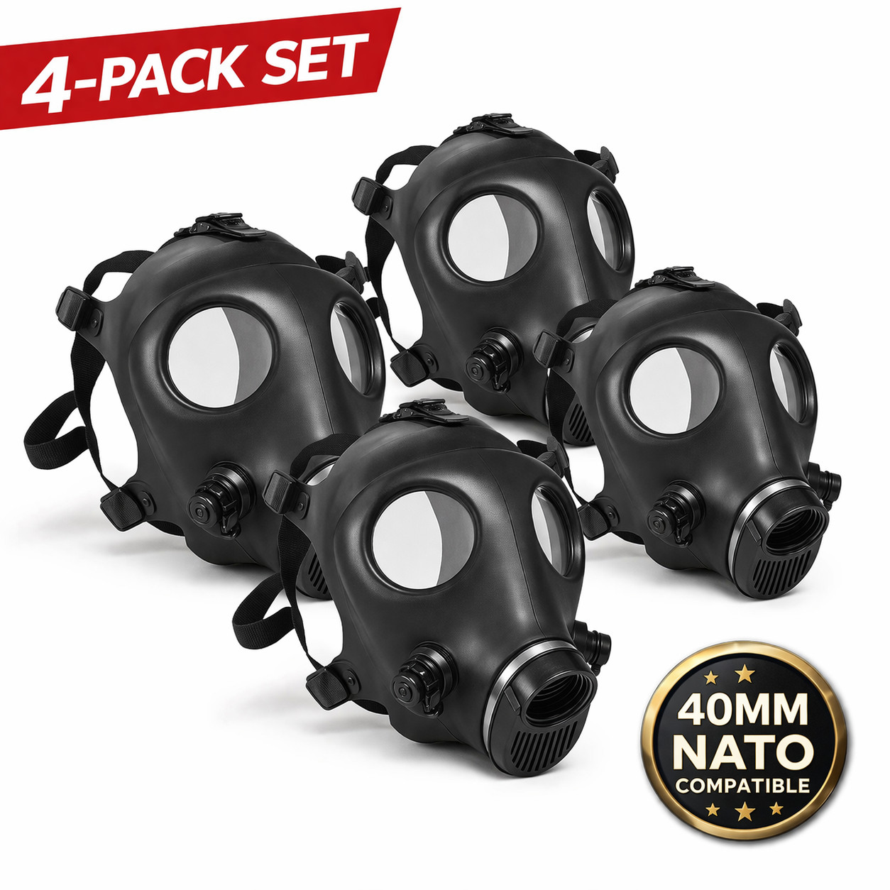 SafeGuardian Israeli Gas Mask Full Face Respirator (4 Masks) – 40mm Compatible SafeGuardian Israeli Gas Mask Full Face Respirator (4 Masks) – 40mm Compatible