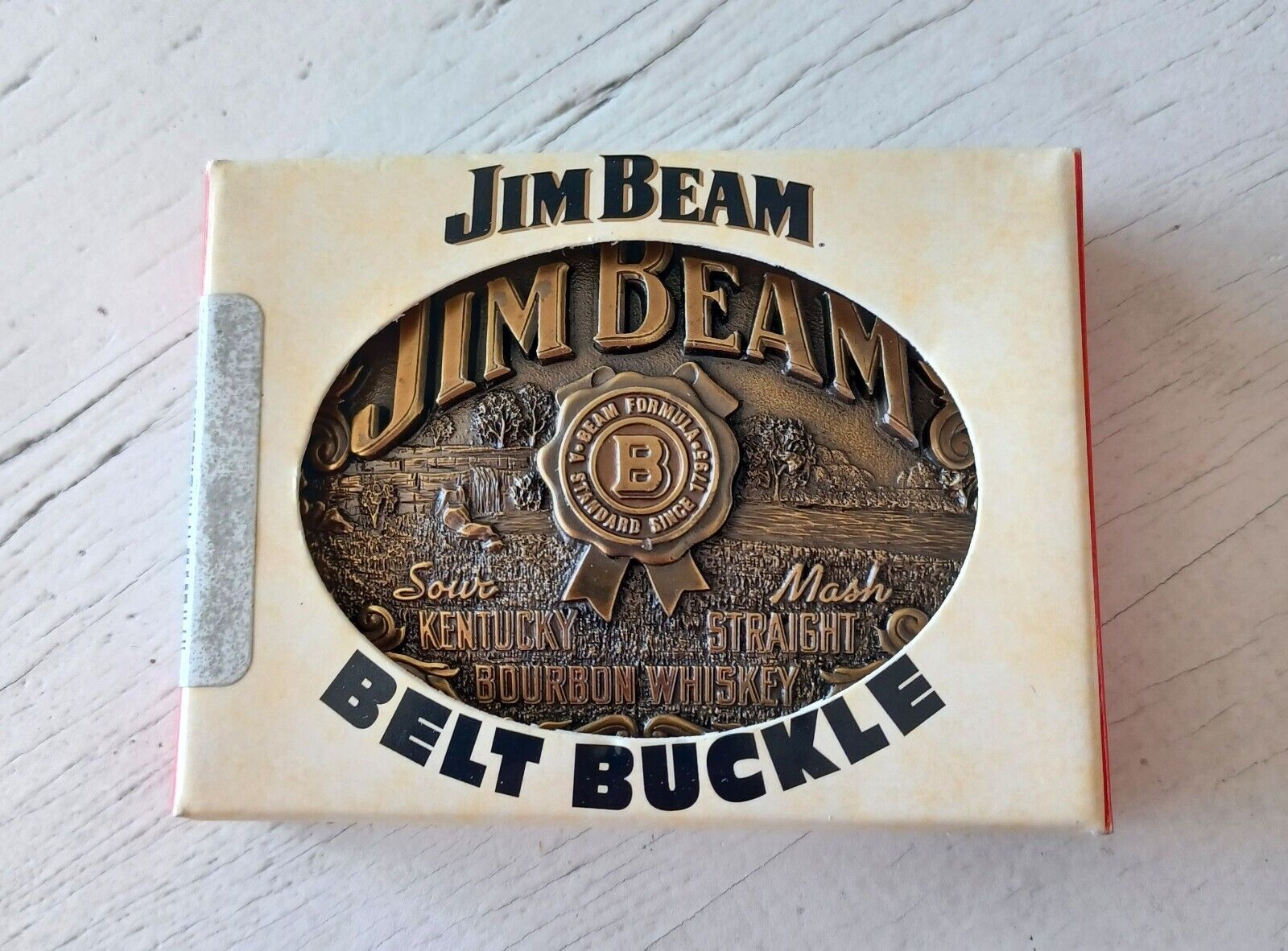Retro 1996 Limited Edition Collectable Jim Beam Belt Buckle Bourbon Whiskey NEW