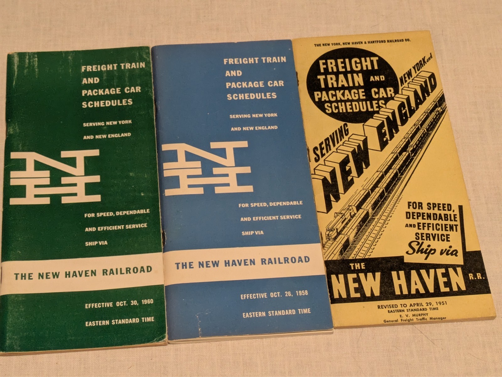 ORIG. NEW HAVEN RAILROAD FREIGHT TRAIN & PACKAGE CAR SCHEDULES: 1951, 1958, 1960 ORIG. NEW HAVEN RAILROAD FREIGHT TRAIN & PACKAGE CAR SCHEDULES: 1951, 1958, 1960