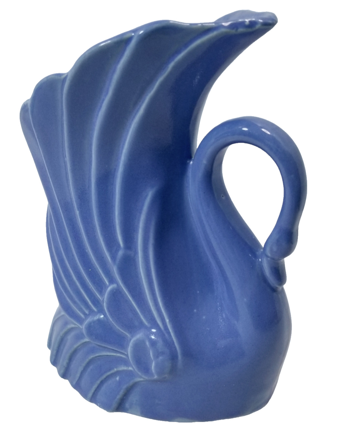 Vtg NILOAK Swan Flower Vase Planter Pot Pitcher Periwinkle Purple Blue Marked