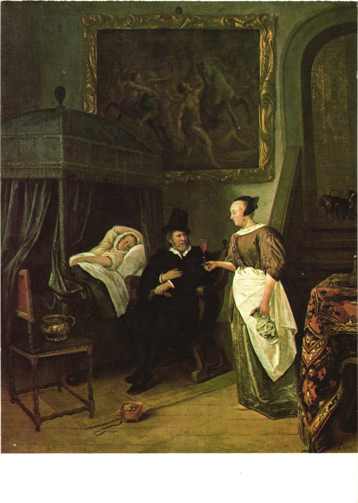 Jan Steen The Doctor\'s Visit Mauritshuis Museum Art Chrome Postcard 1982 Unused