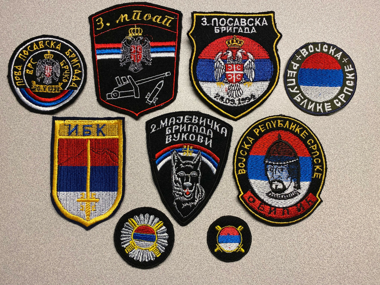 REPUBLIC SRPSKA ARMY, GROUPING OF 9 PATCHES,  CIRCA 1992-1995, VINTAGE, WARTIME
