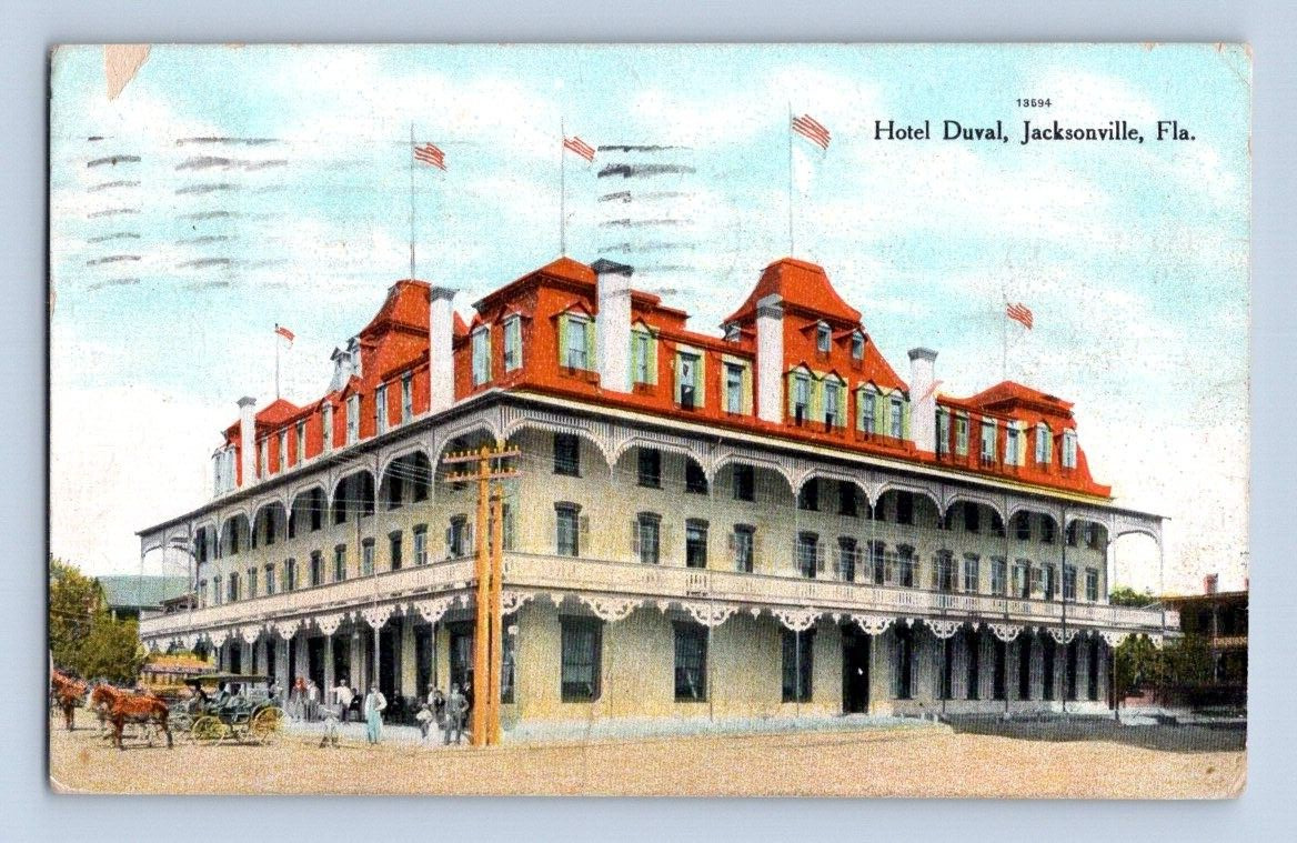 1911. HOTEL DUVAL. JACKSONVILLE, FL. POSTCARD. SZ24