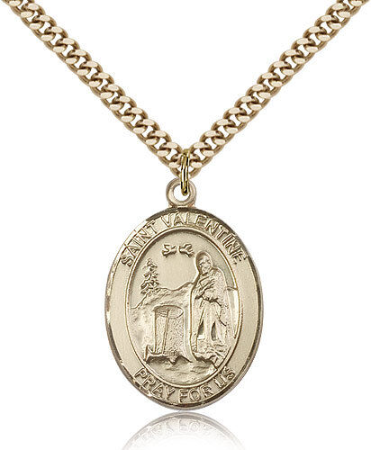 Saint Valentine Of Rome Medal For Men - Gold Filled Necklace On 24 Chain - 3...