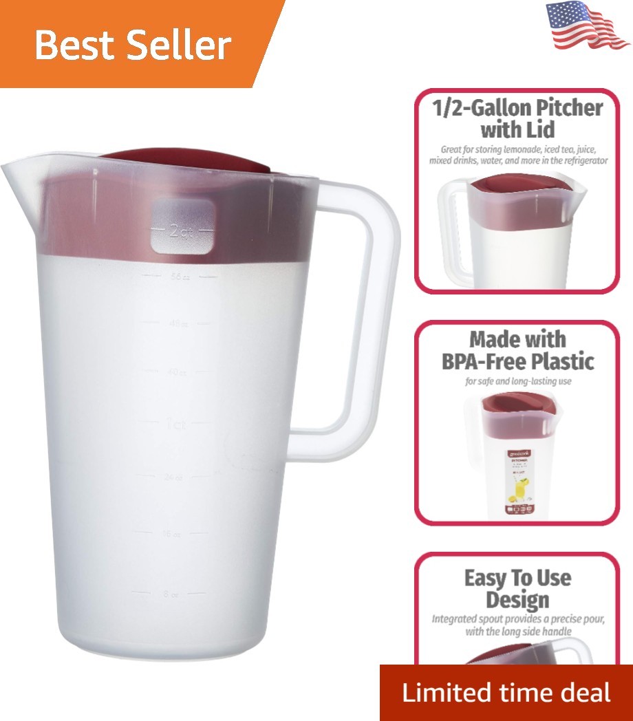 1/2-Gallon BPA-Free Pitcher with 4-Way Straining Lid – Perfect for All Beverages 1/2-Gallon BPA-Free Pitcher with 4-Way Straining Lid – Perfect for All Beverages