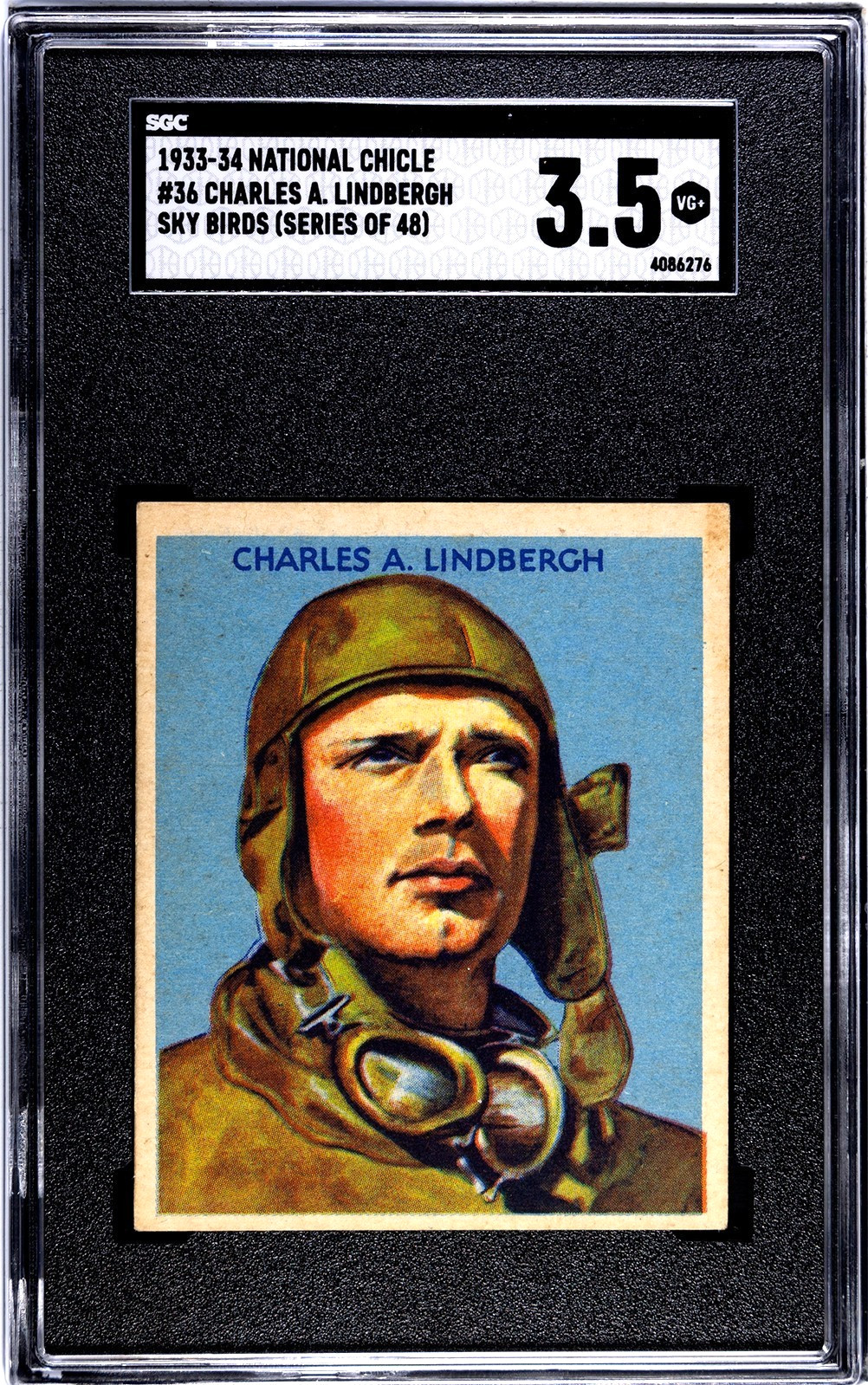 1933-1934 National Chicle Sky Birds #36:  CHARLES A. LINDBERGH (USA) ~ SGC 3.5