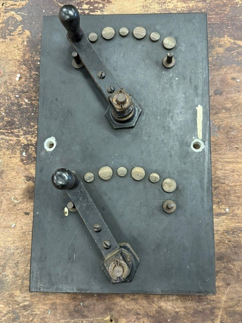 Antique Industrial Slate Power Level Lever Switch Steampunk Frankenstein Prop