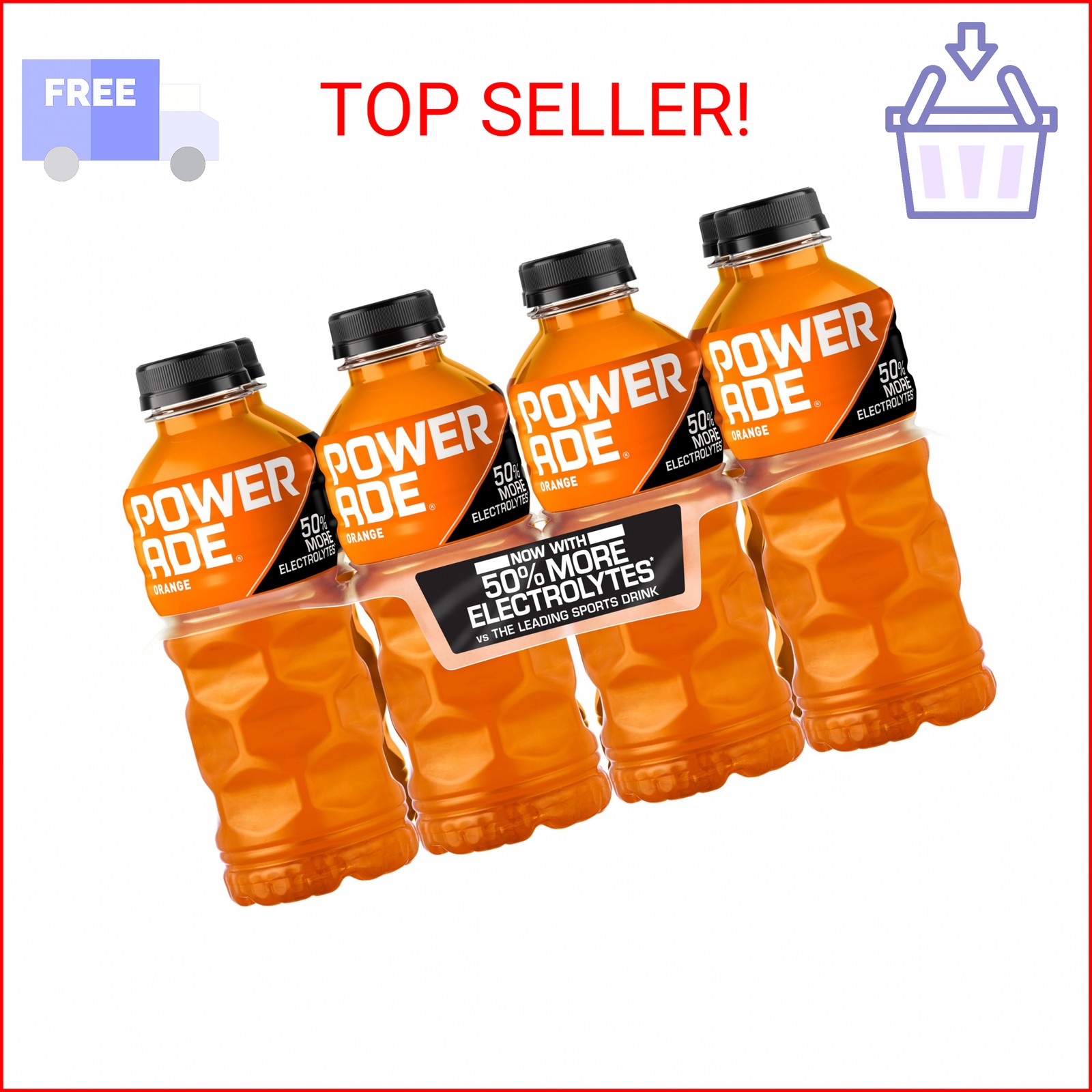 POWERADE Sports Drink Orange, 20 Ounce (Pack of 8)