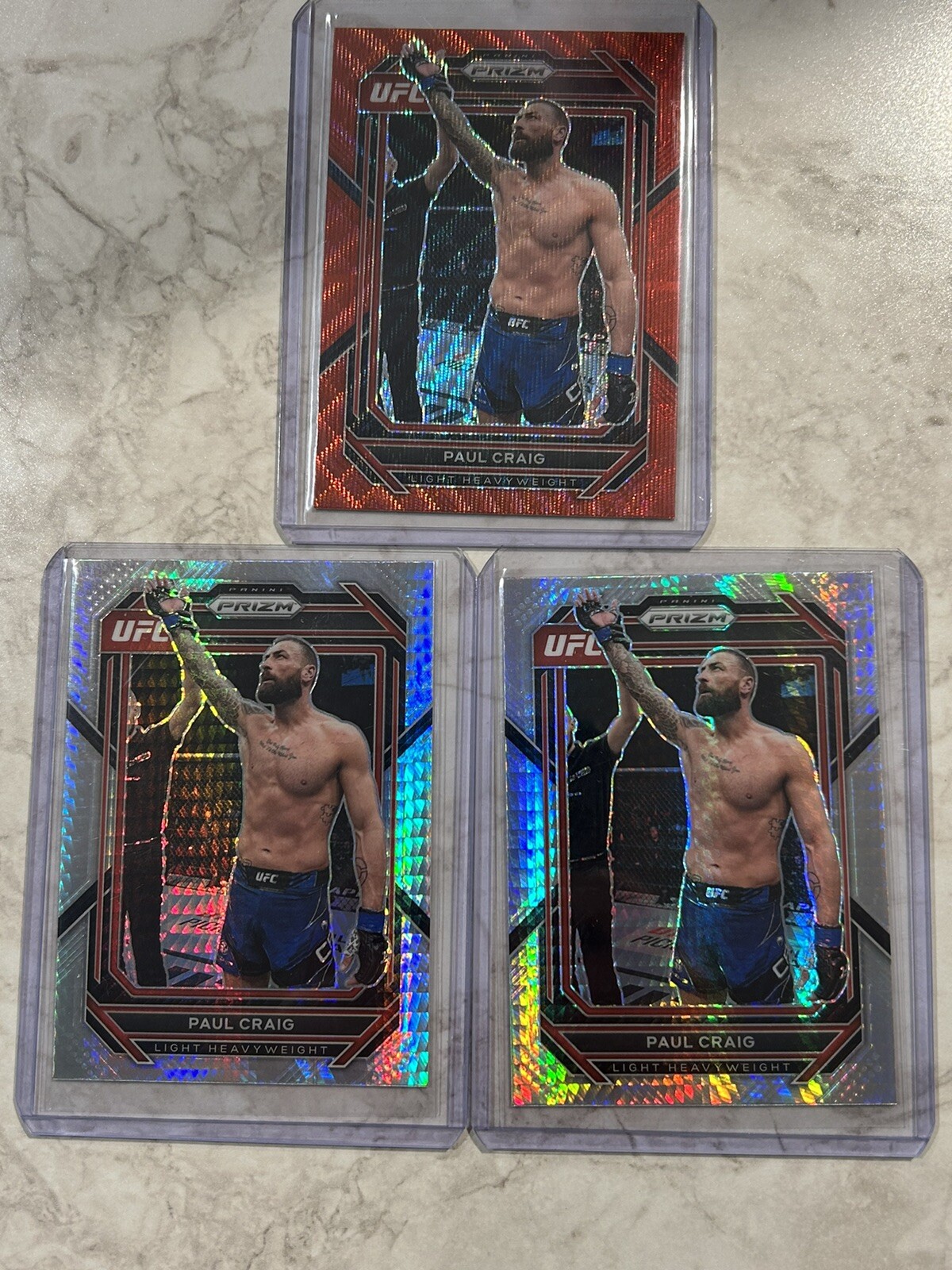 FB43) 2023 Prizm PAUL CRAIG #164 Red Wave Light Heavyweight And 2 Sliver