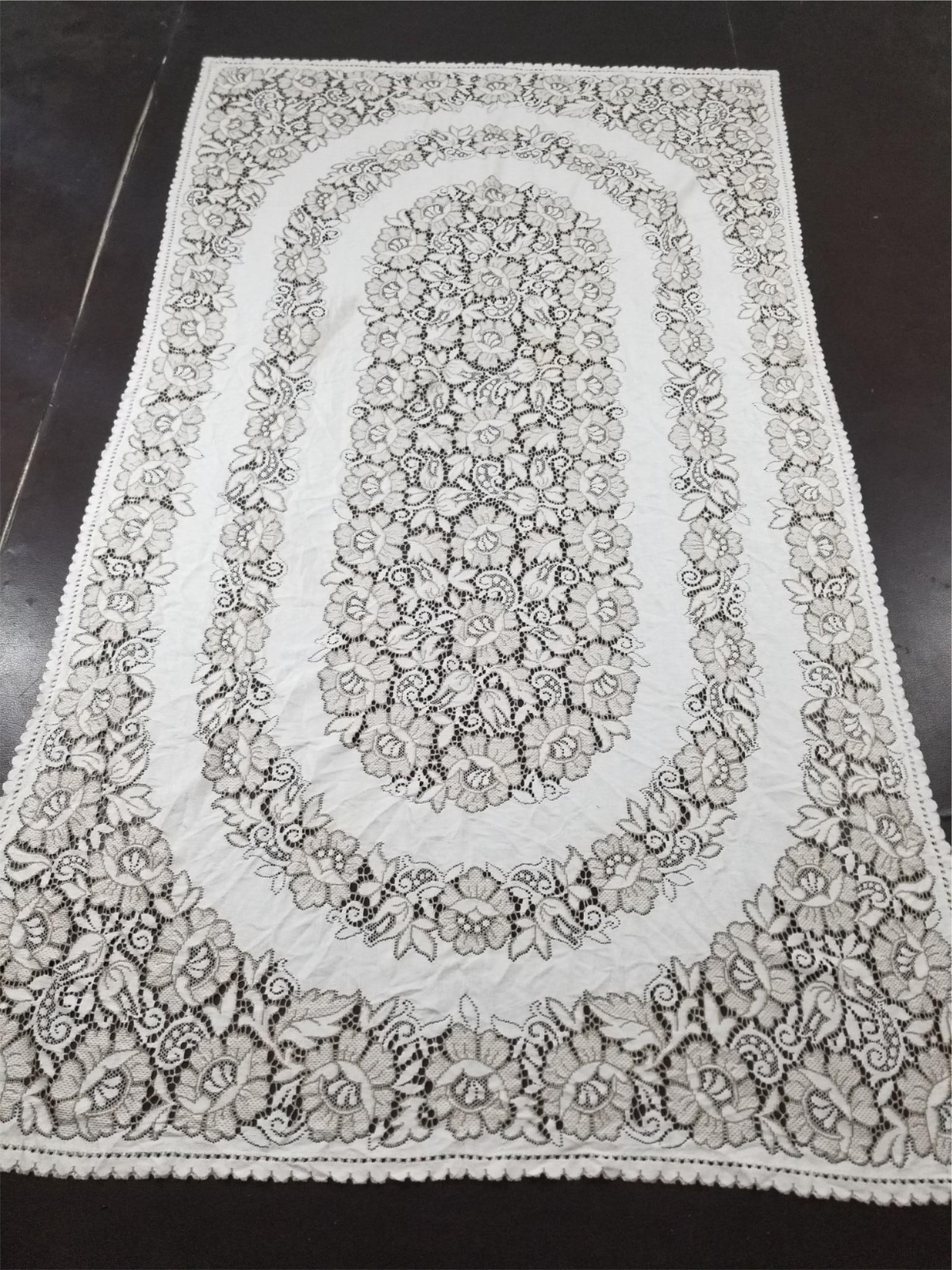 Vintage Handmade Mixed Lace Tablecloth 97x55 inches