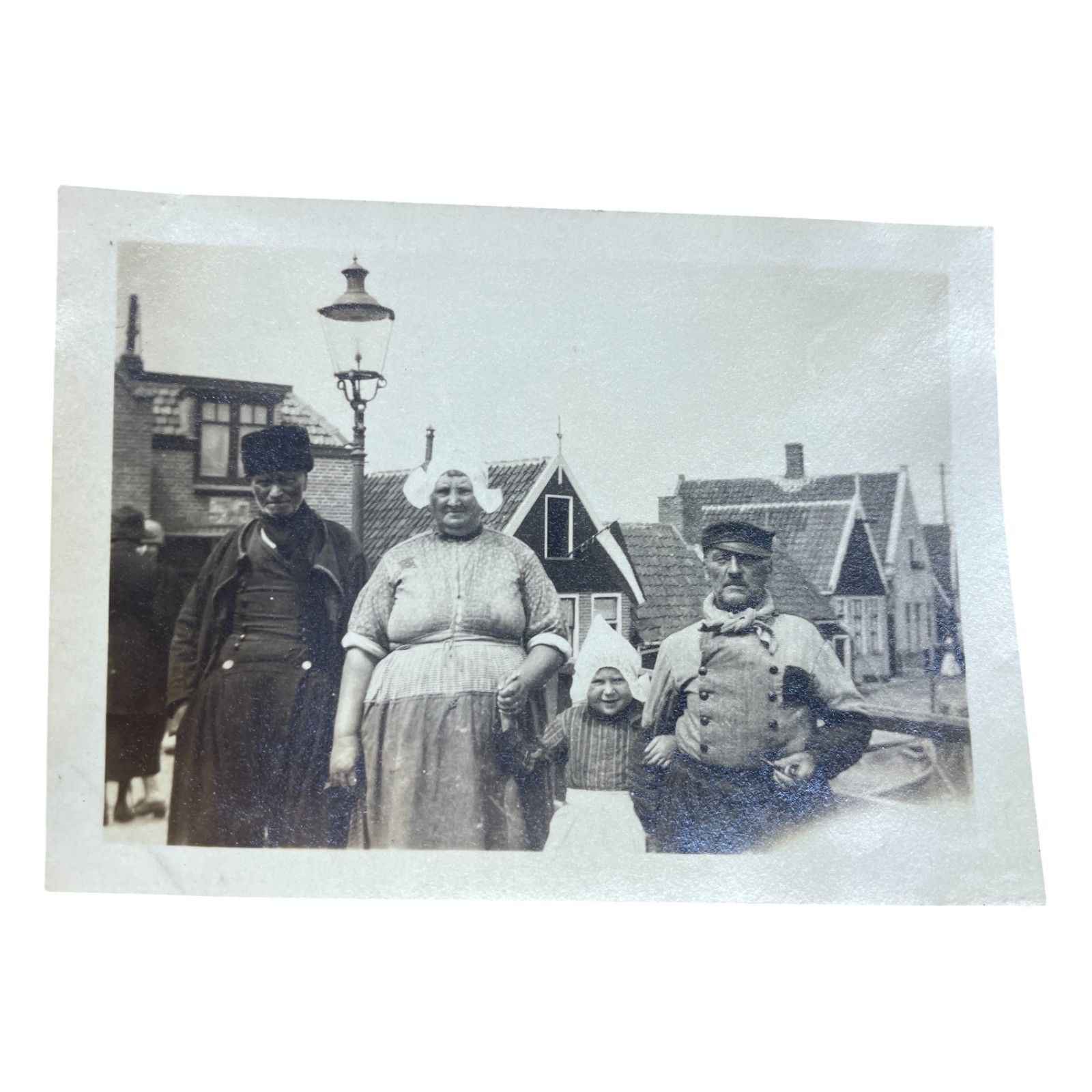 Vtg 1920s Dutch Family Volendam Holland Traditional Dress Street Scene Snapshot
