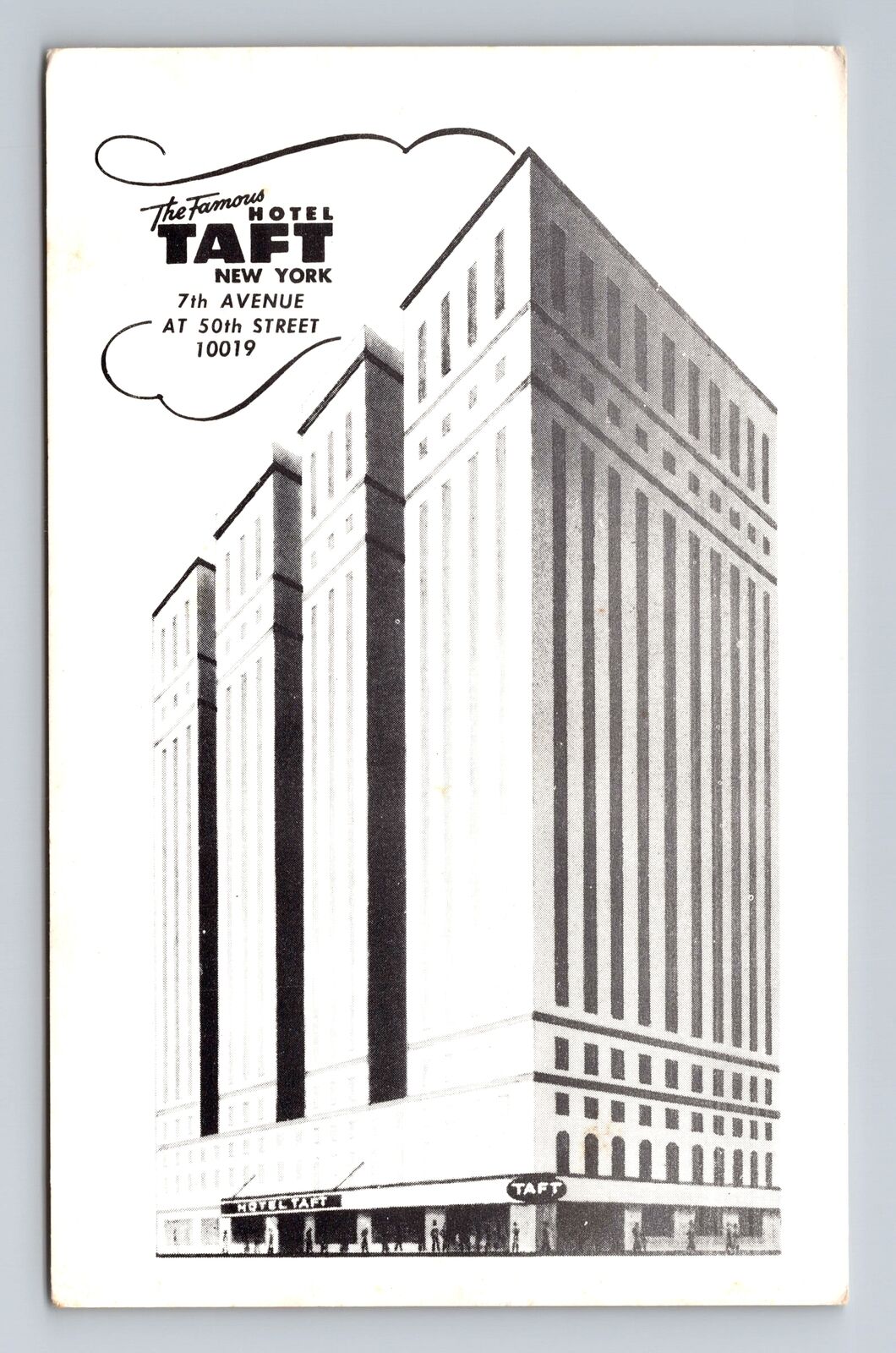 New York City, the New Hotel Taft, Advertising, Antique Vintage Postcard