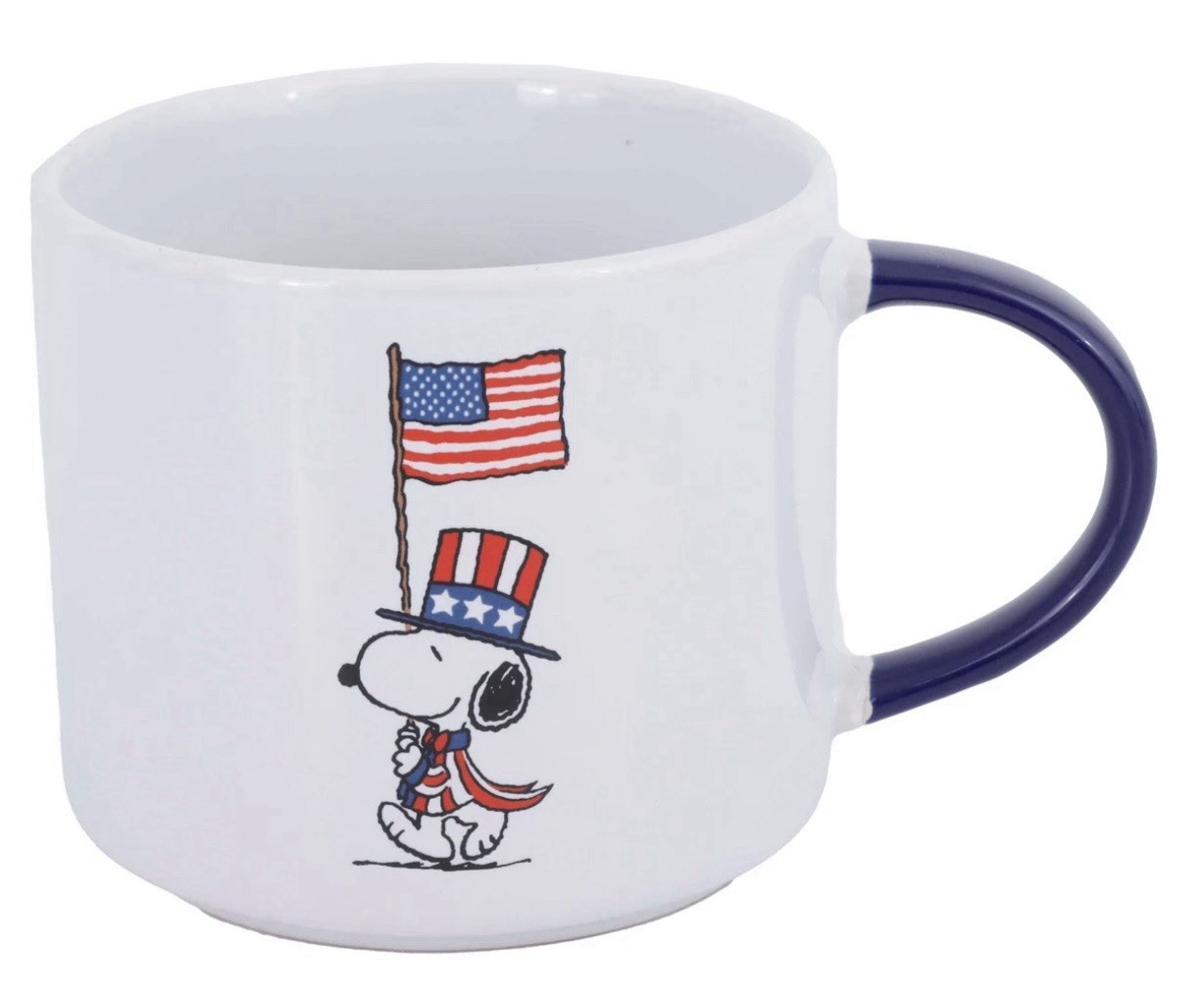 2 PCs Peanuts Mugs SNOOPY  Raise The American Flag Patriotic 15 Oz NEW