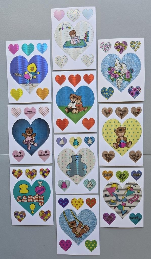 10 VTG Prism 1990 Have A Heart Vending Machine Stickers Retro Collectible NOS
