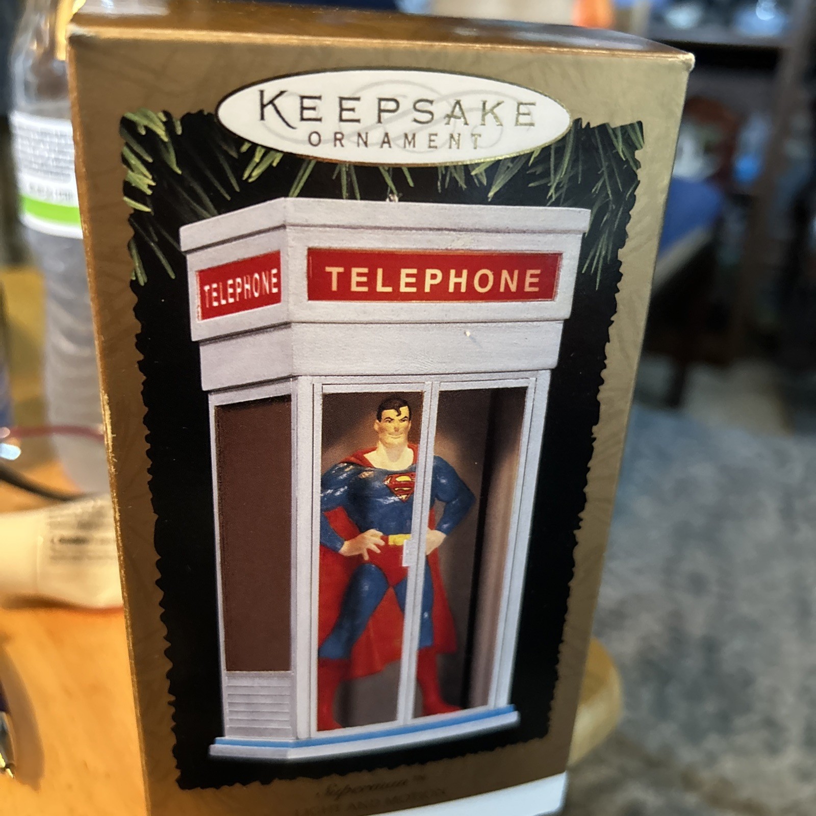 1995 Hallmark Keepsake Superman Telephone Booth Light and Motion Xmas Ornament
