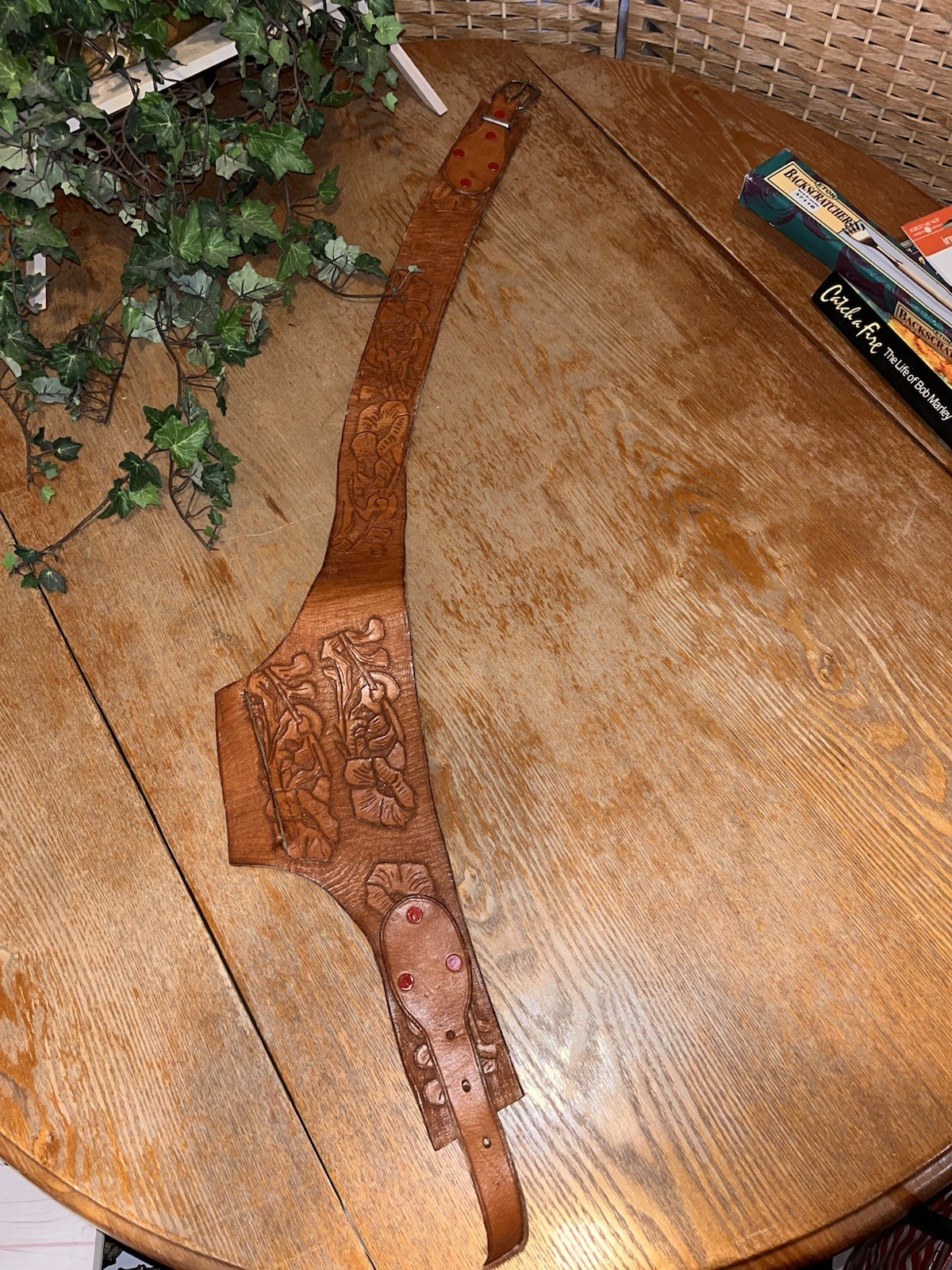 Vintage Hand Tooled Leather Western Buscadero Gun Belt Cowboy Holster Rig