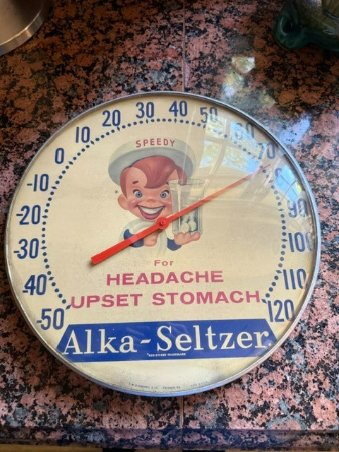 Vintage Alka-Seltzer Round Wall American made Thermometer Original Owner Vintage Alka-Seltzer Round Wall American made Thermometer Original Owner