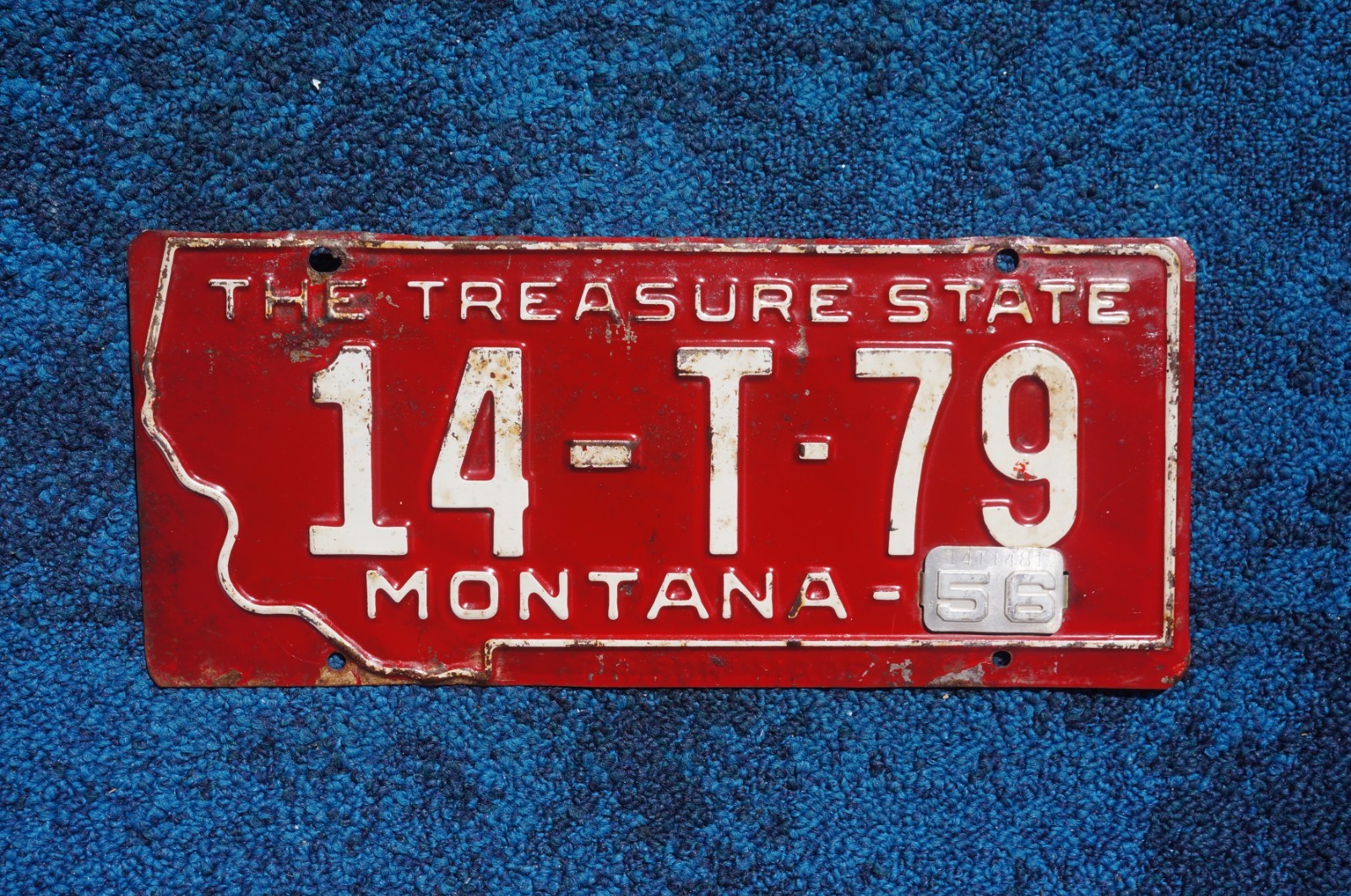 1955 1956 Red Montana License Plate