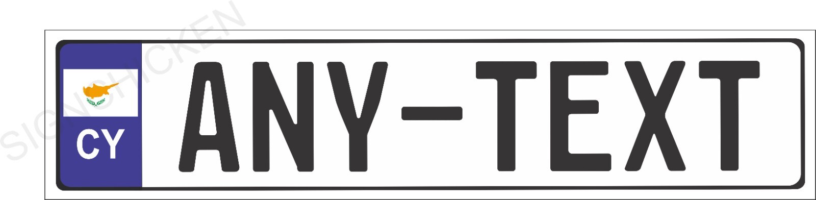 CYPRUS, European EEC Aluminum License Plate Custom, ANY TEXT