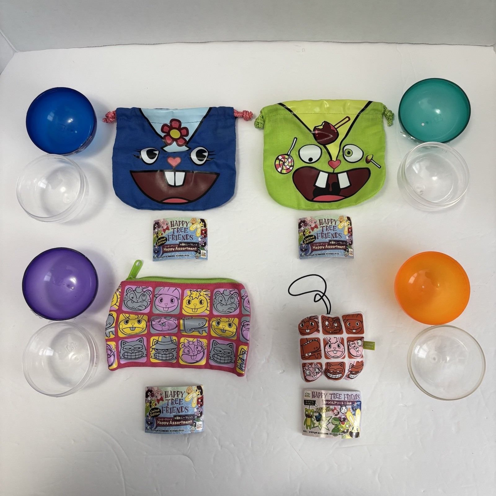 4 Happy Tree Friends Nutty Drawstring Pouch Bag Keychain Nutty Petunia Lot