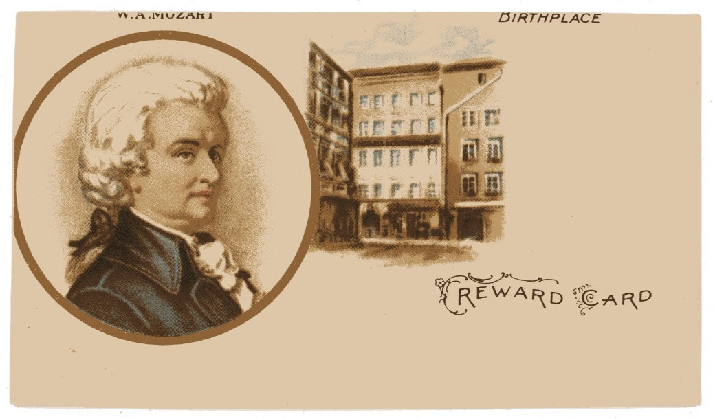 1880s-90s Wolfgang Amadeus Mozart Victorian Trade Card F199